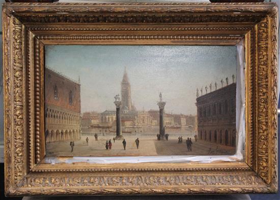 August Von Siegen (1820-1883) St Marks Square and The Doges Palace, Venice, 7.5 x 12.5in.